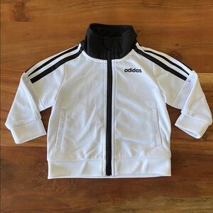 adidas baby zip up jacket white black track jacket athletic sporty toddler 6 mo